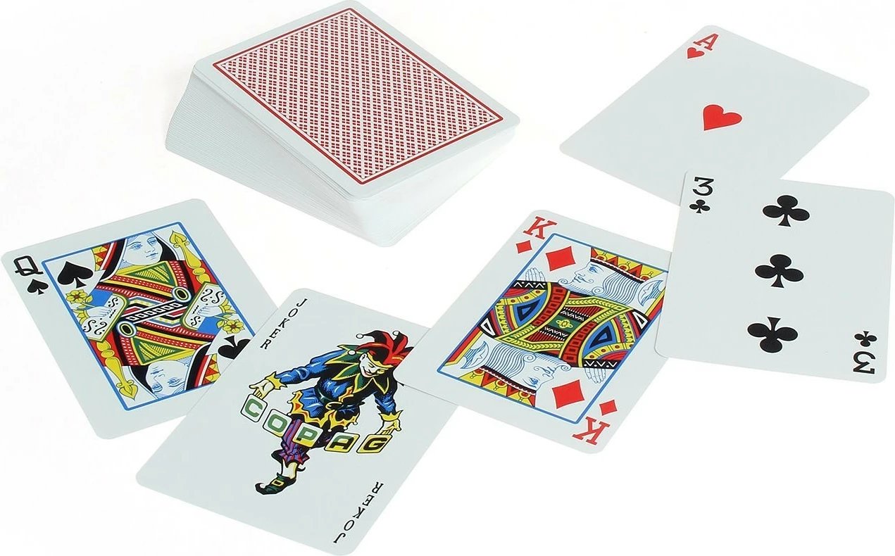 Letra pokeri Cartamundi PK2, 100% plastikë, 55 copë, e kuqe