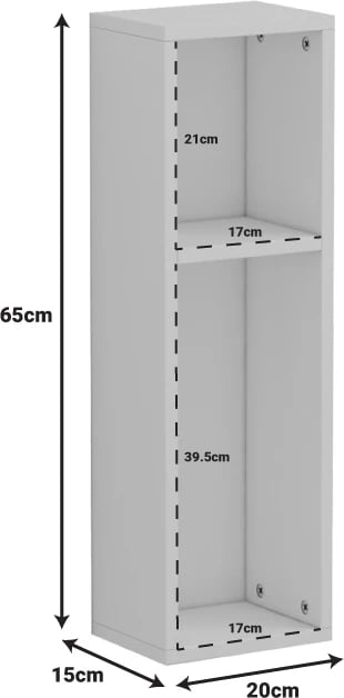 Raft muri, ngjyrë e bardhë, 20x15x65cm