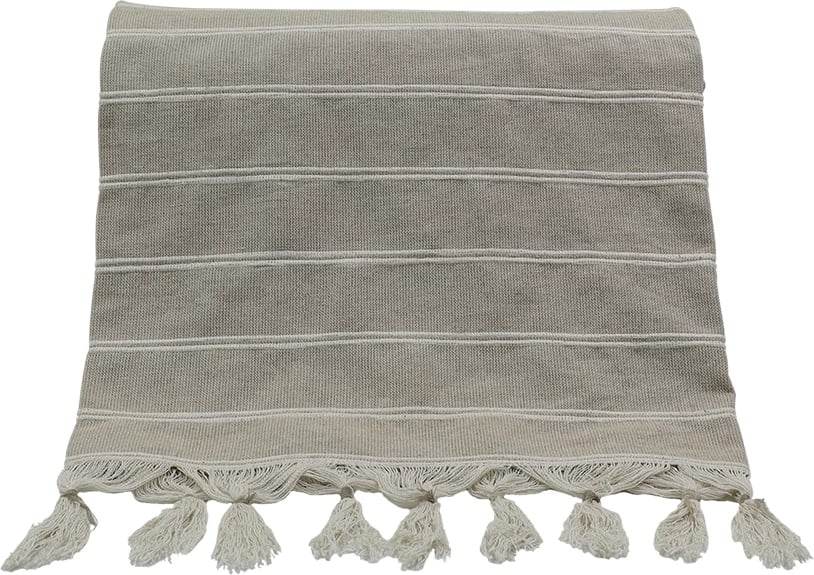 Batanije dekorative AMMOS 2, pambuk, bezhë-bardhë, 150x210cm