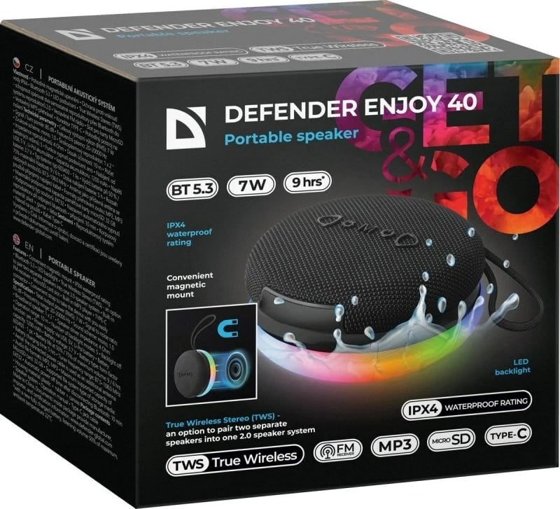 Altoparlant portativ Defender Enjoy 40, Bluetooth 5.3, 7W, i zi