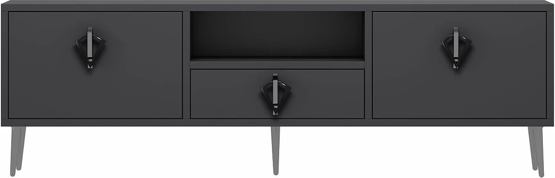 Komodë televizori Skye Decor, 1312-DROP-32, antracit, e zezë, argjend