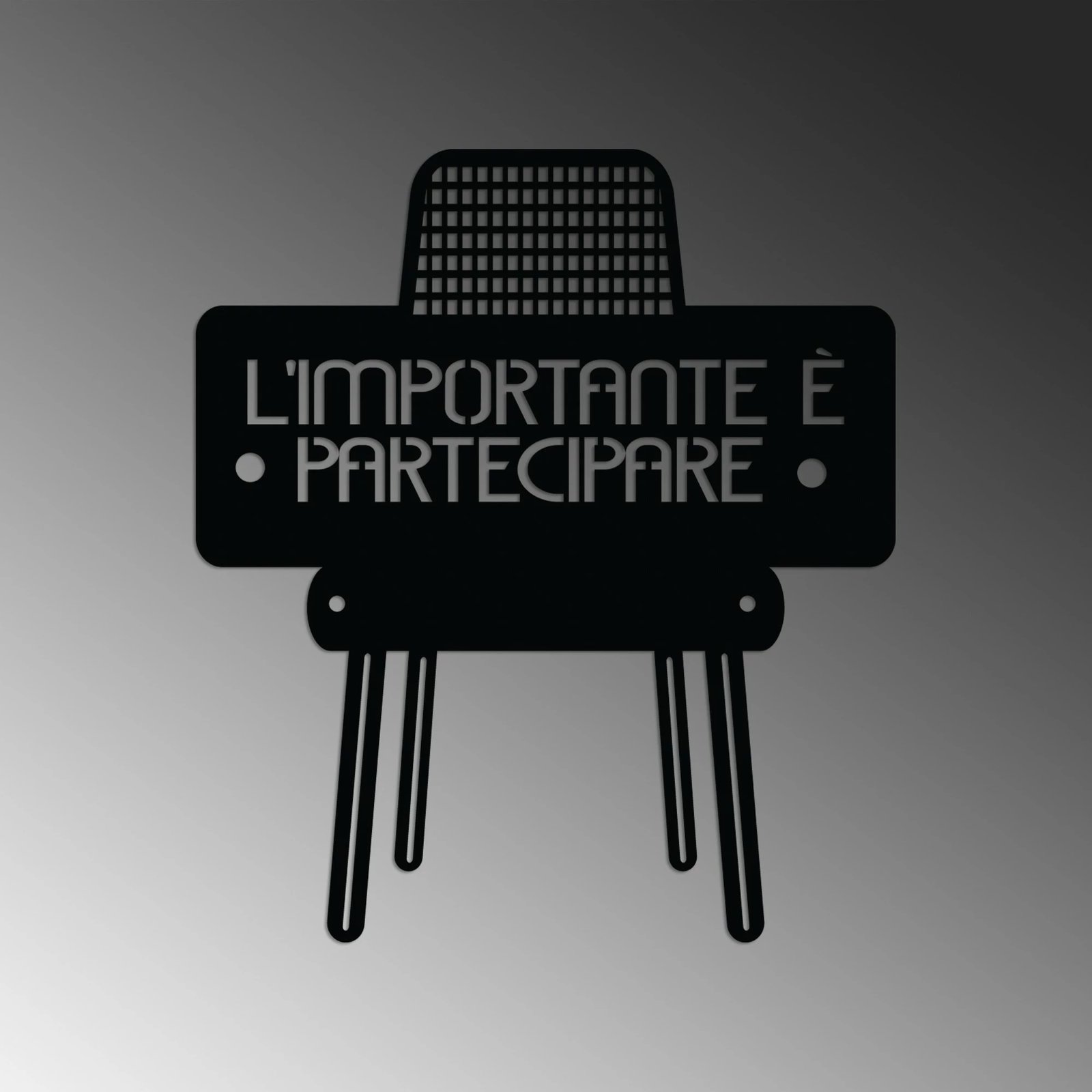 Aksesor dekorativ metalik për mur, Wallity, Limportante Partecipare 3, ngjyrë e zezë, 50x56cm