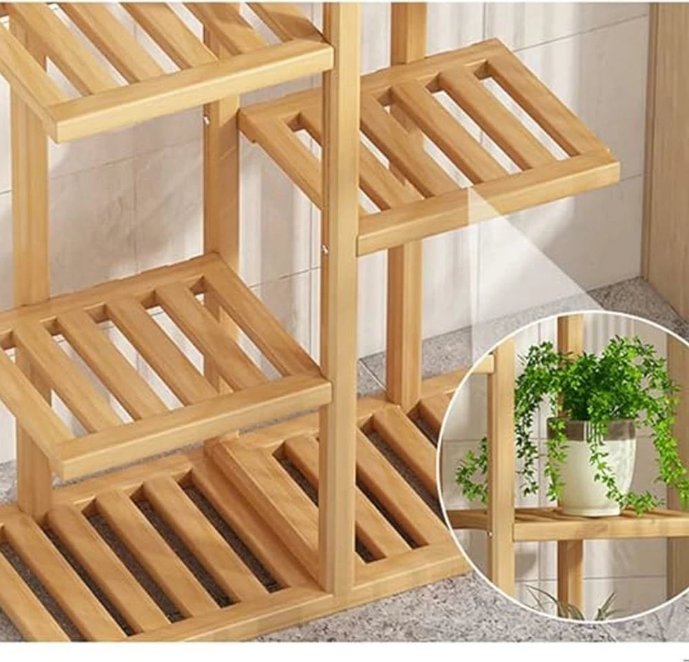 Kolonë lulesh Bamboo Nextdeco me 7 ndarje, H142x40x20cm