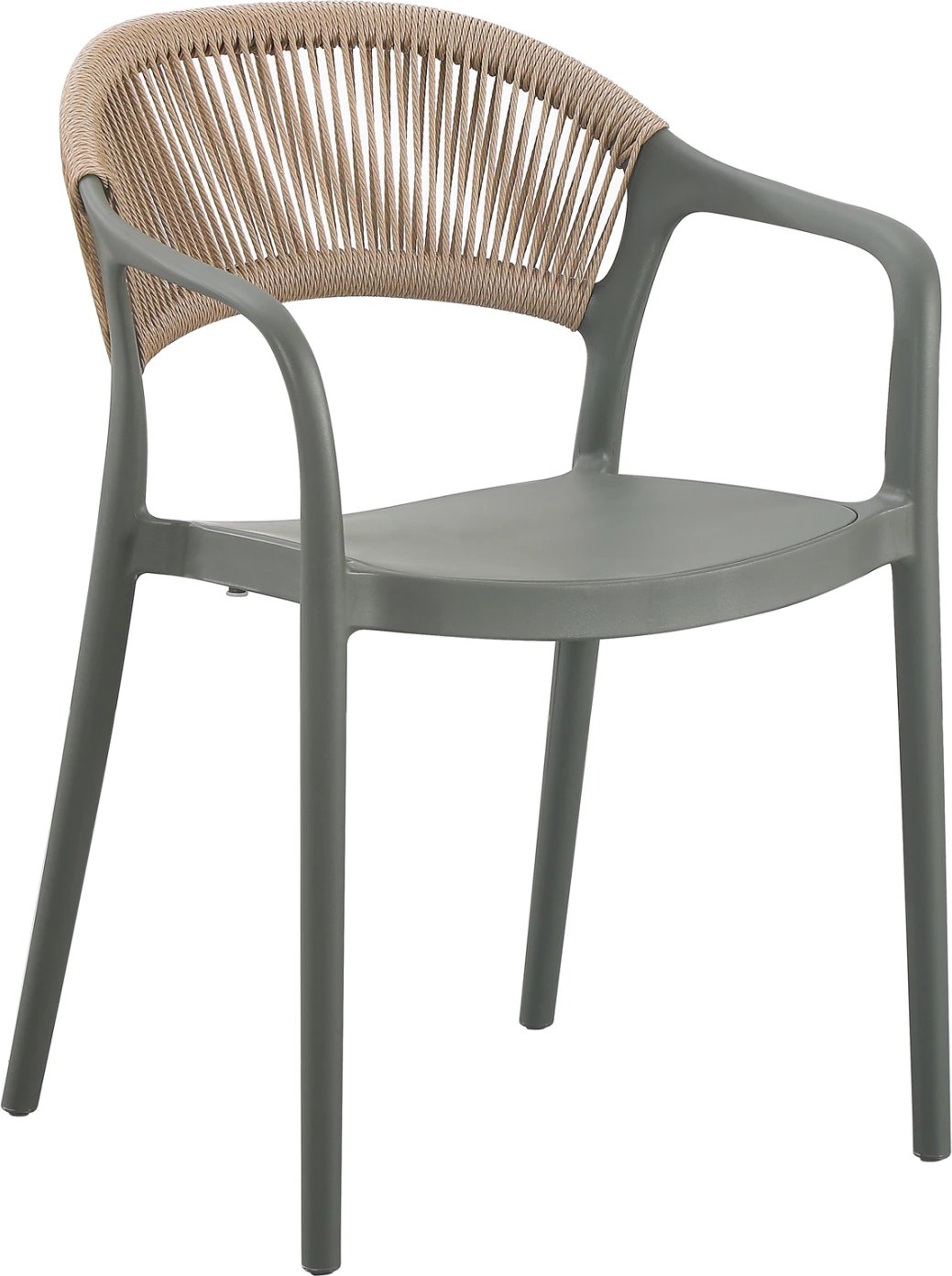 Karrige me krahë EVA, polipropilenë, ngjyrë ulliri, litar bezhë, 56.5x53x80cm