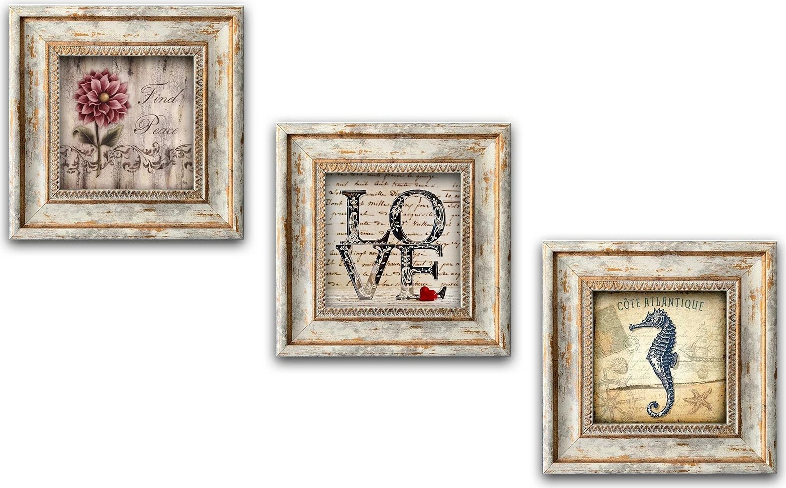 Pikturë dekorative me kornizë MDF (3 copë), Wallity, Huhu320, 20x20cm