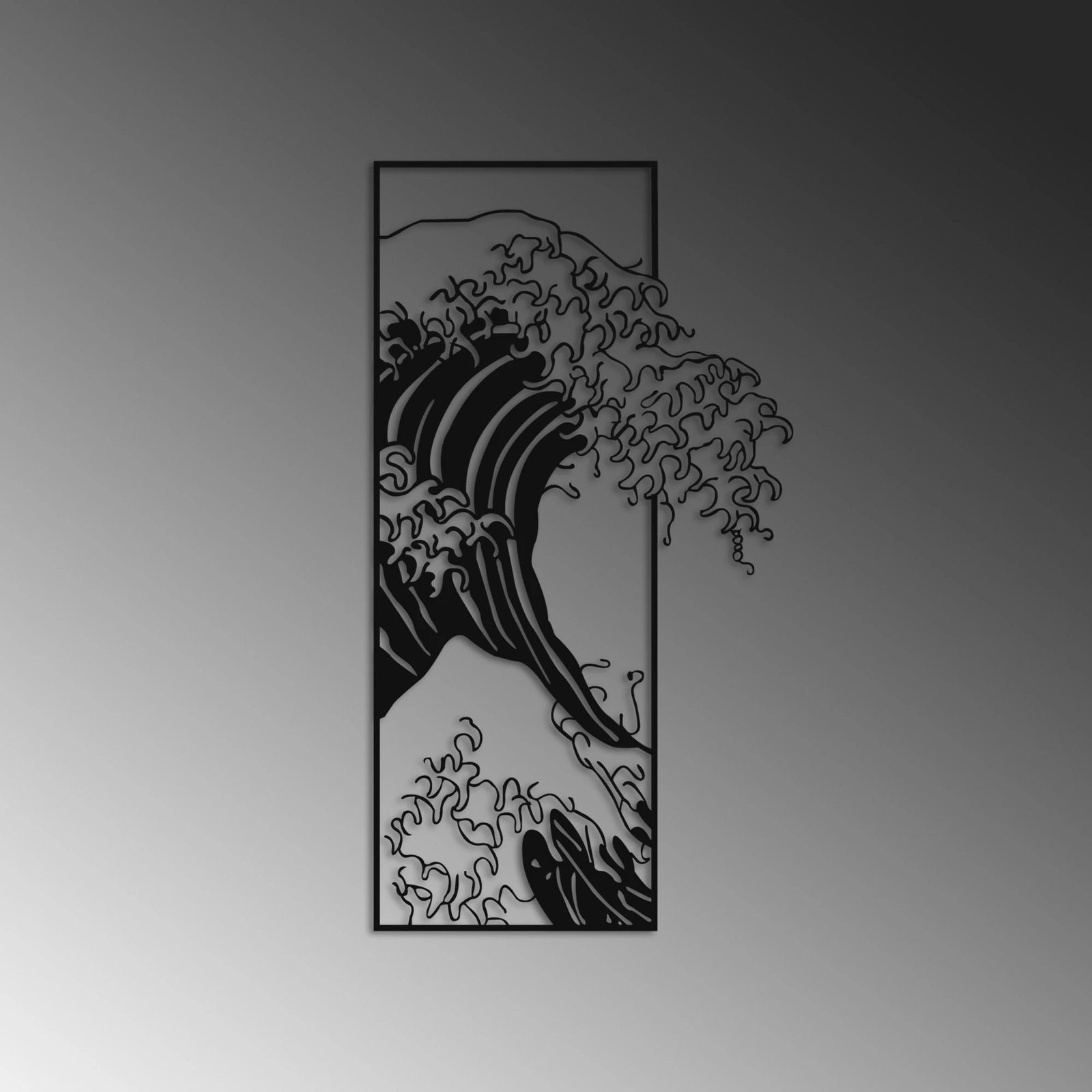 Aksesor dekorativ metalik për mur, Waves 3, ngjyrë e zezë, 34x62cm