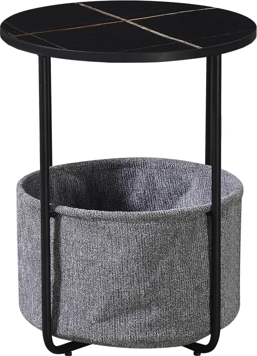 Tavolinë anësore Fredami, pamje mermeri të zi, 40x50cm