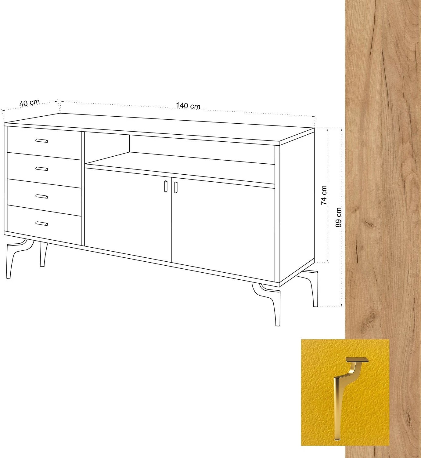 Konsol LİORA, ngjyrë lisi dhe e verdhë