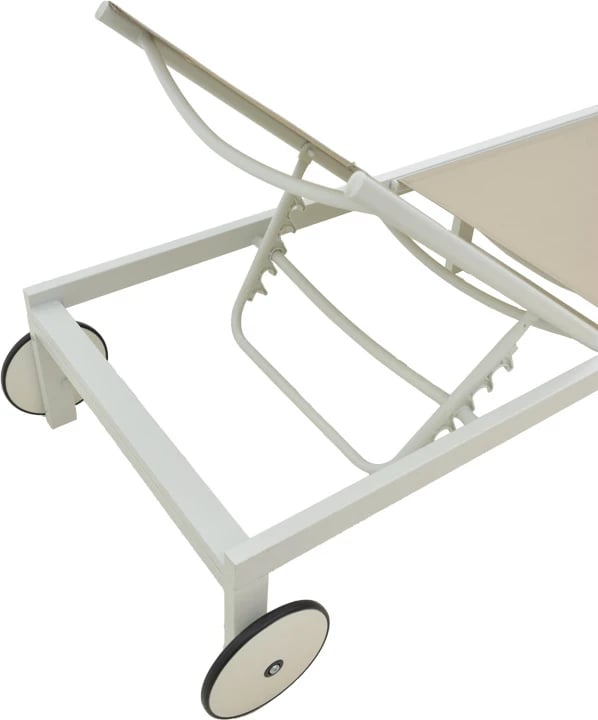 Shezlong Mailo, alumin i bardhë, tekstilene bezhë, 71x206x30cm