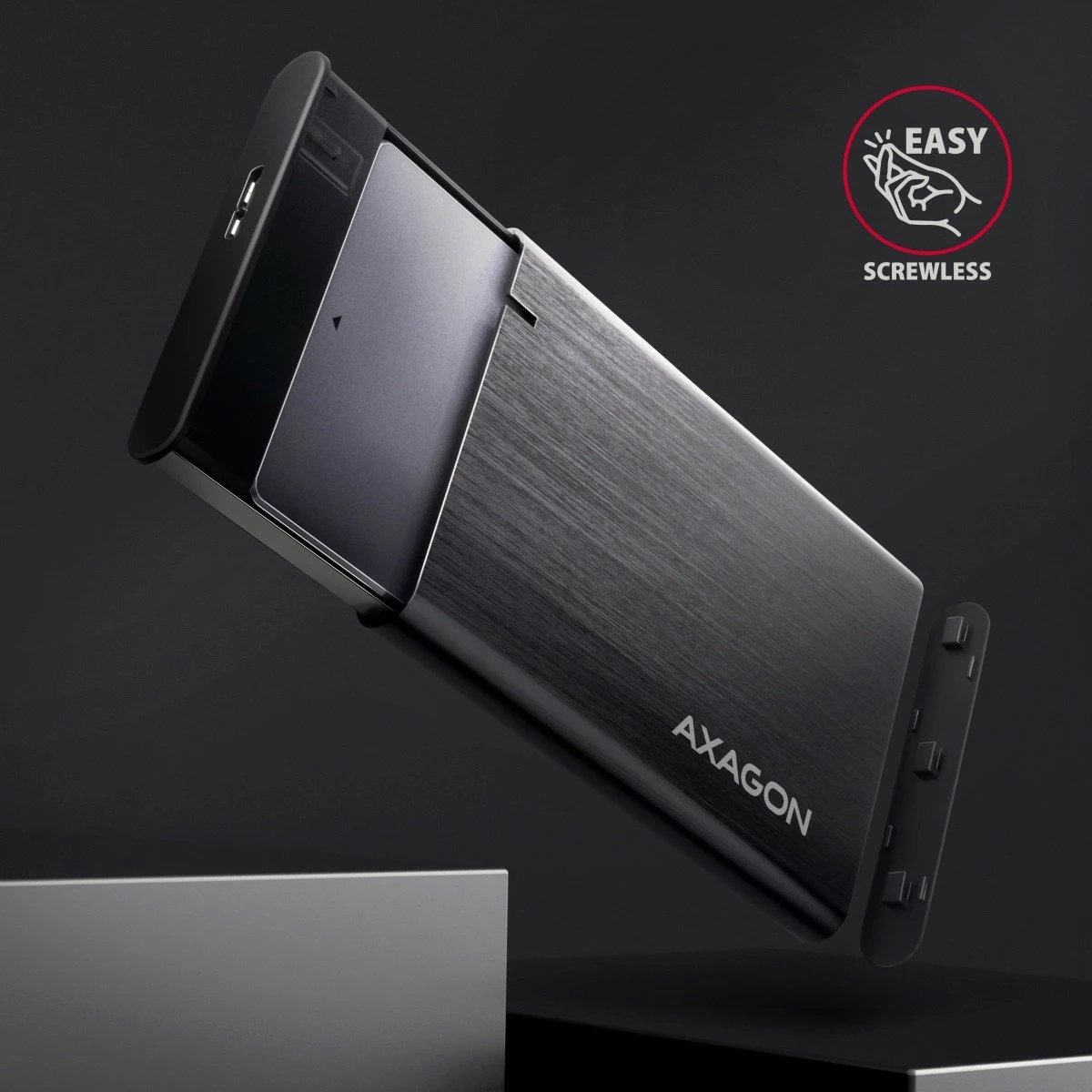 Kasë e jashtme AXAGON EE25-A6M për HDD/SSD 2.5", USB 3.2 Gen 1, alumini, karbon