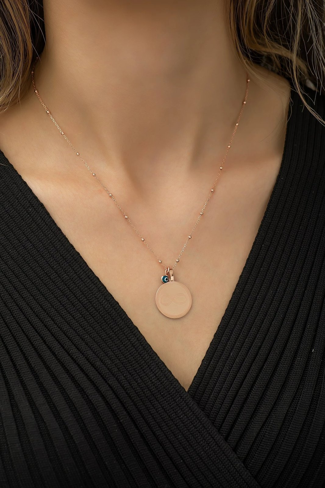 Qafore argjendi Jumeon, ngjyrë rozë ari, gur zirkoni blu, TRDYL680