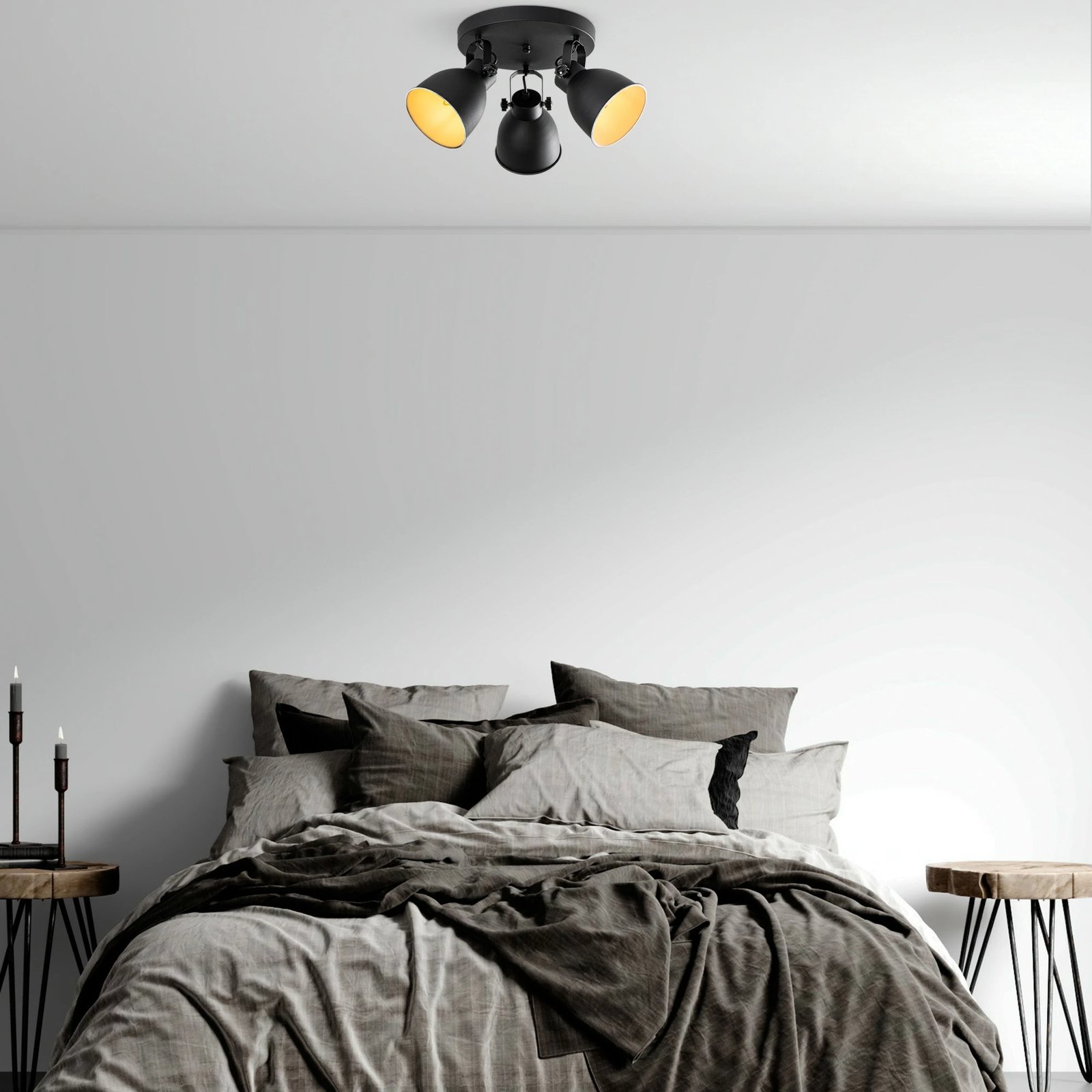 Llambë tavani Opviq, Spotkafası, e zezë, 3 vende, 46cm