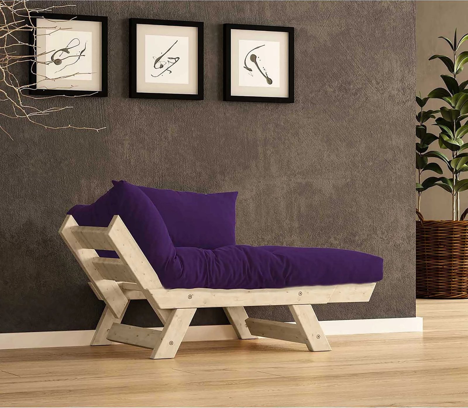 Karrige njëvendëshe për kopsht, Skye Decor, natyrale/lepurpur, CPT8147-140