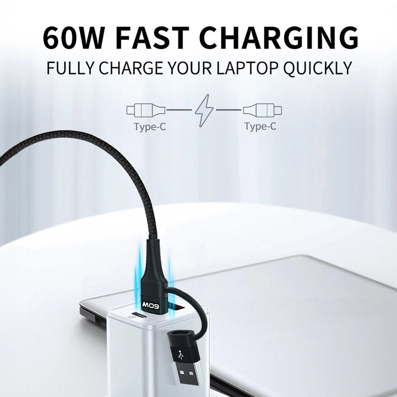 Kabllo 4n1 Wozinsky WNBAA, 1m, USB-C/USB-A/Lightning, 60W, e zezë