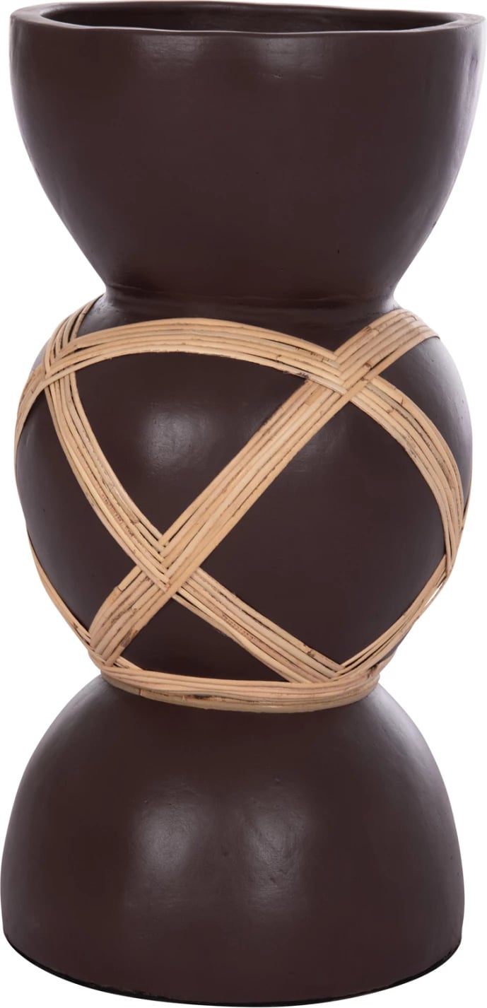 Vazo dekorative për dysheme MAYNARD, fibër-cement, ngjyrë çokollate, ratan, FH4672.07L, 32x62.5cm