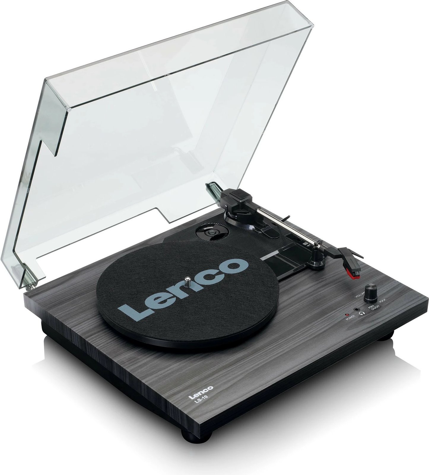Pllakadisk Lenco LS-10BK me altoparlantë, 3.5mm, RCA, zi/druri