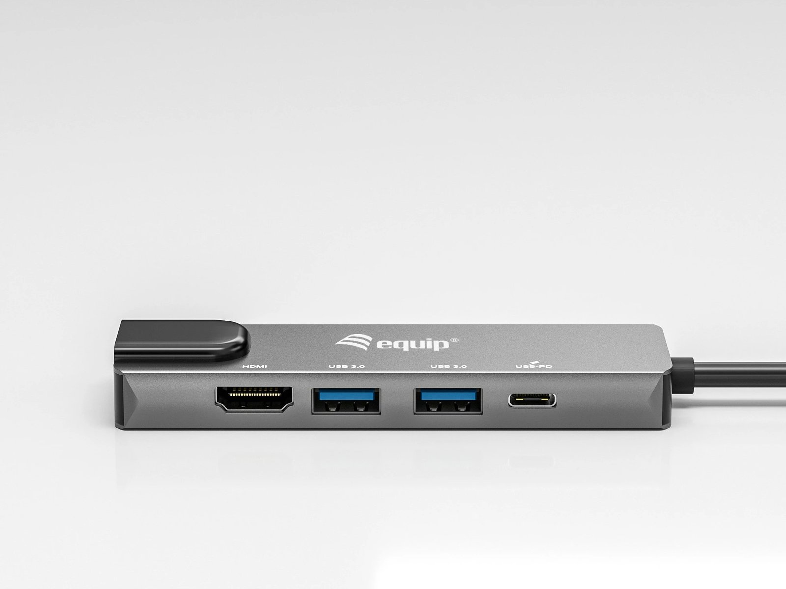 Adapter multifunksional USB-C Equip 133489, 5 porte, HDMI, Gigabit LAN, 100W PD, Gri