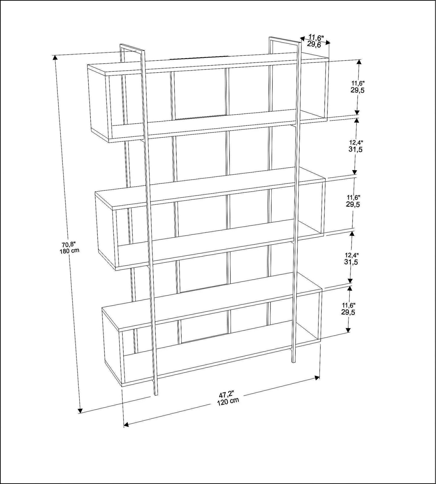 Raft librash Hanah Home, Bruti, anthracite dhe ari