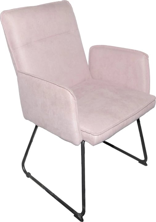 Karrige me krahë Essential, set prej 4 copash, material pëlhurë ngjyrë mollë e kalbur, këmbë metalike të zeza, 55.5x59x89cm