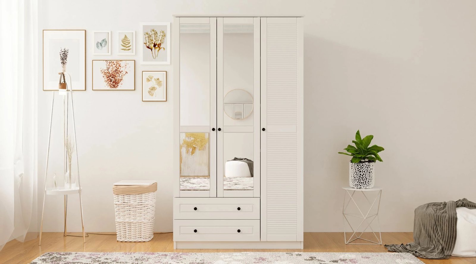 Dollap rrobash Skye Decor, ngjyrë e bardhë mat, Rb-062-02