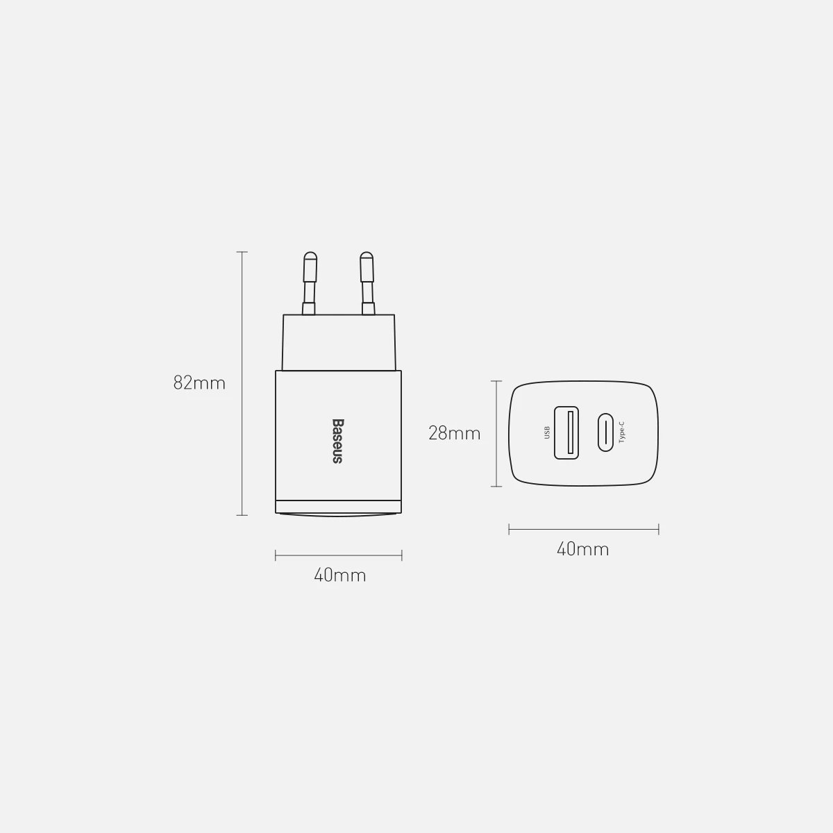 Karikues muri Baseus Compact, 20W, 2 porta USB-A/USB-C, i zi