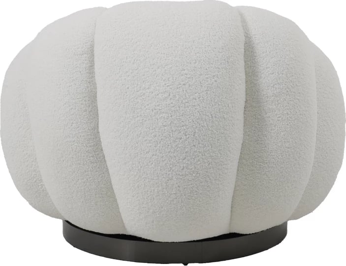 Karrige rrotulluese Nester, stof boucle i bardhë, 98x97x69cm