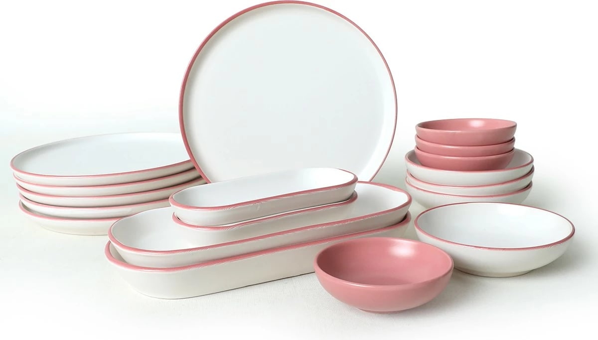 Set mëngjesi 18 pjesësh, Hermia Concept, rozë dhe e bardhë