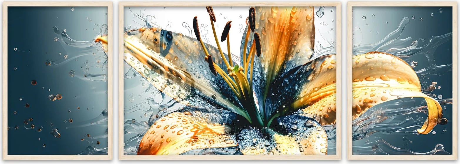 Pikturë dekorative me kornizë, 3 pjesë, Wallity Huhu311, shumëngjyrëshe, 50x140cm