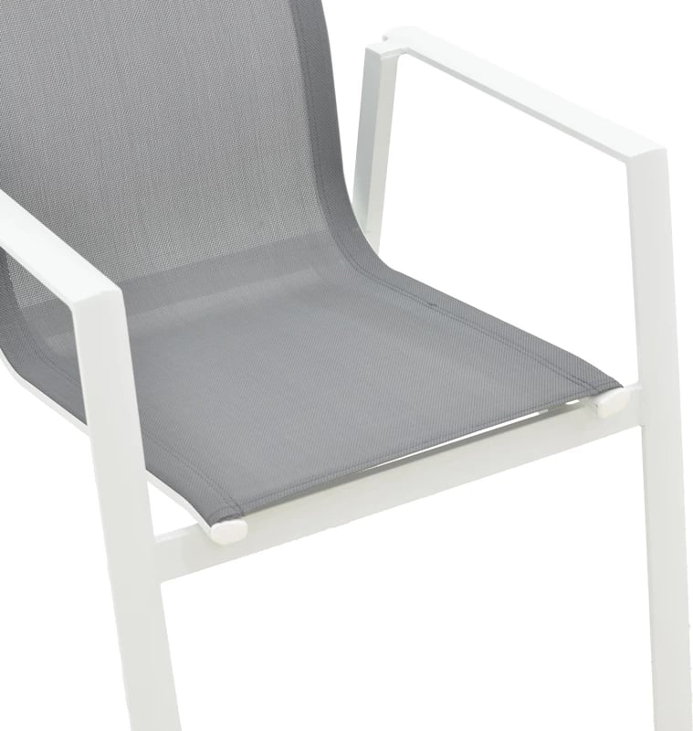 Karrige për kopsht Dashiell metalike e bardhë textilene gri e lehtë 71x58x94cm