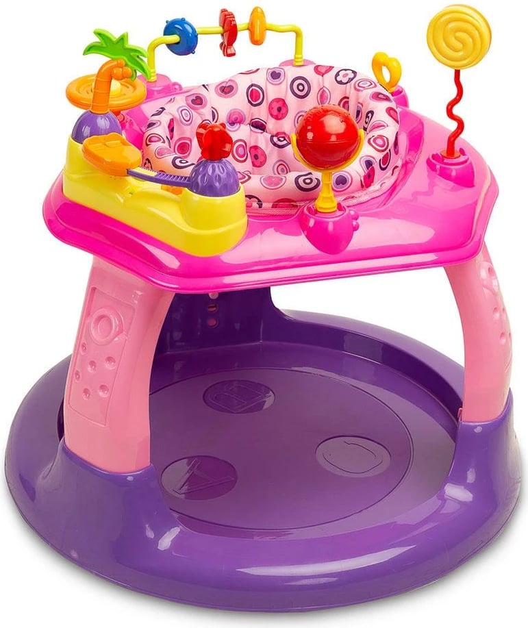 Qendër aktiviteti bebi, Toyz, Hula Bubblegum, rrotullim 360°, panel muzikor me drita, rregullim 3 nivele, rozë