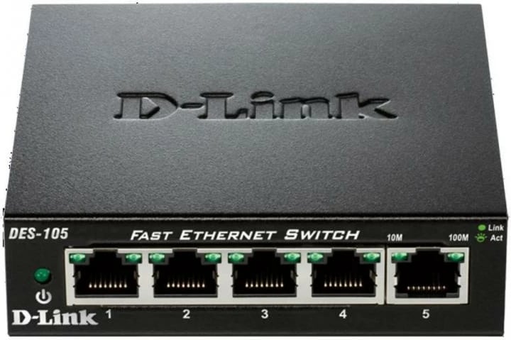 Switch, D-Link, DES-105/E, 5 porta 10/100 Mbps, pa menaxhim, metal, i zi