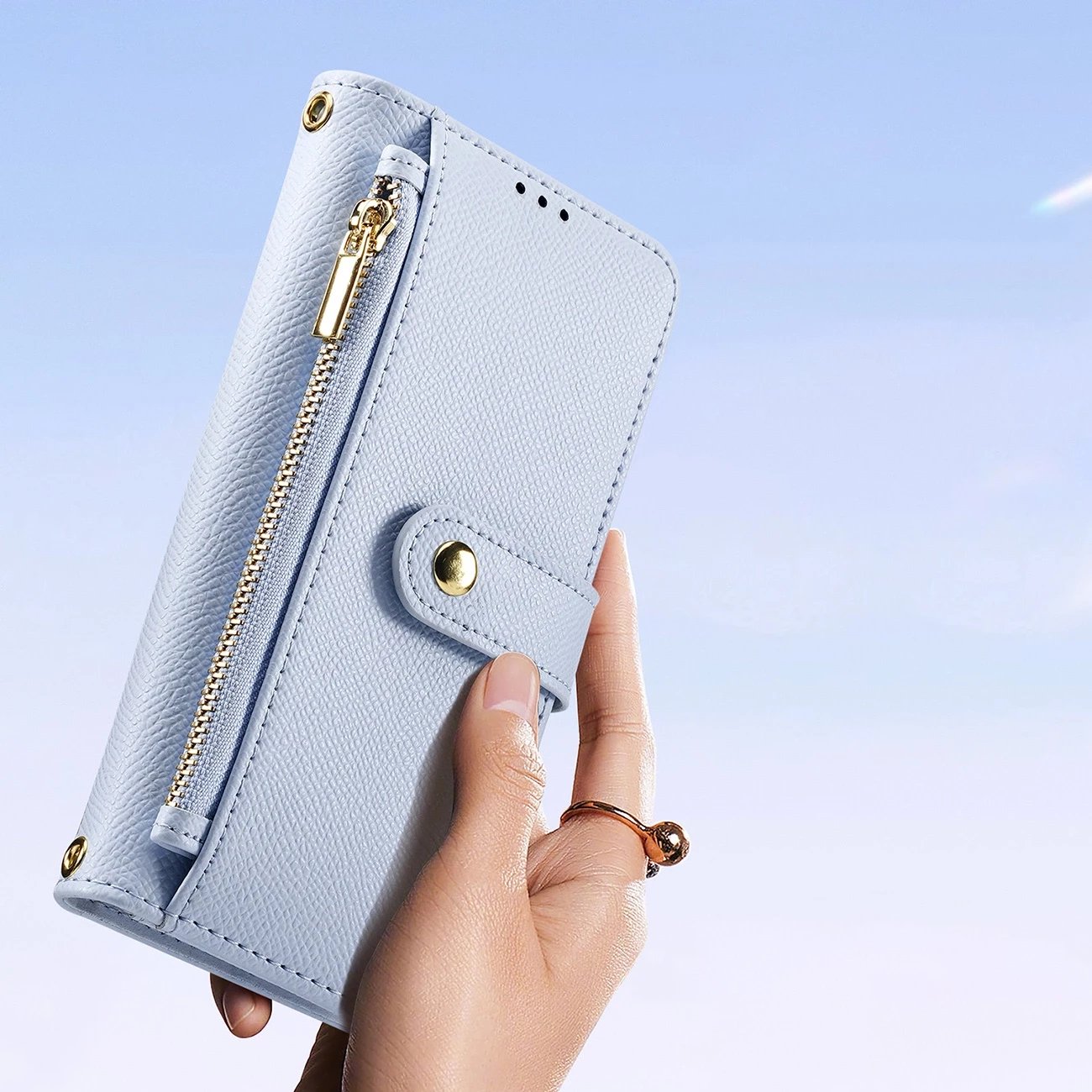Mbështjellës Dux Ducis Lawa për iPhone 15 Pro Max, lëkurë, kaltër