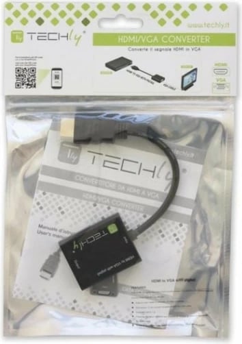 Adapter HDMI në VGA Techly 301658, 10cm, i zi
