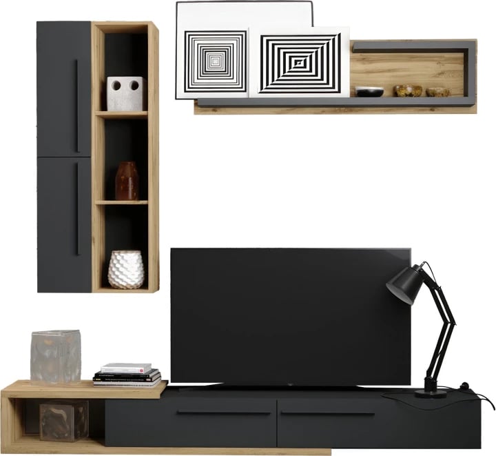 Set mobiljesh Calvados për dhomë dite, ngjyrë lis-antracit