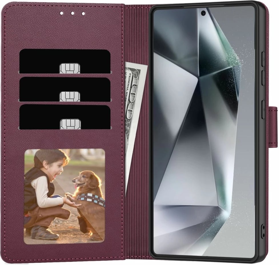 Mbështjellës Tech-Protect Wallet për Samsung Galaxy A16, eko-lëkurë, Burgundy