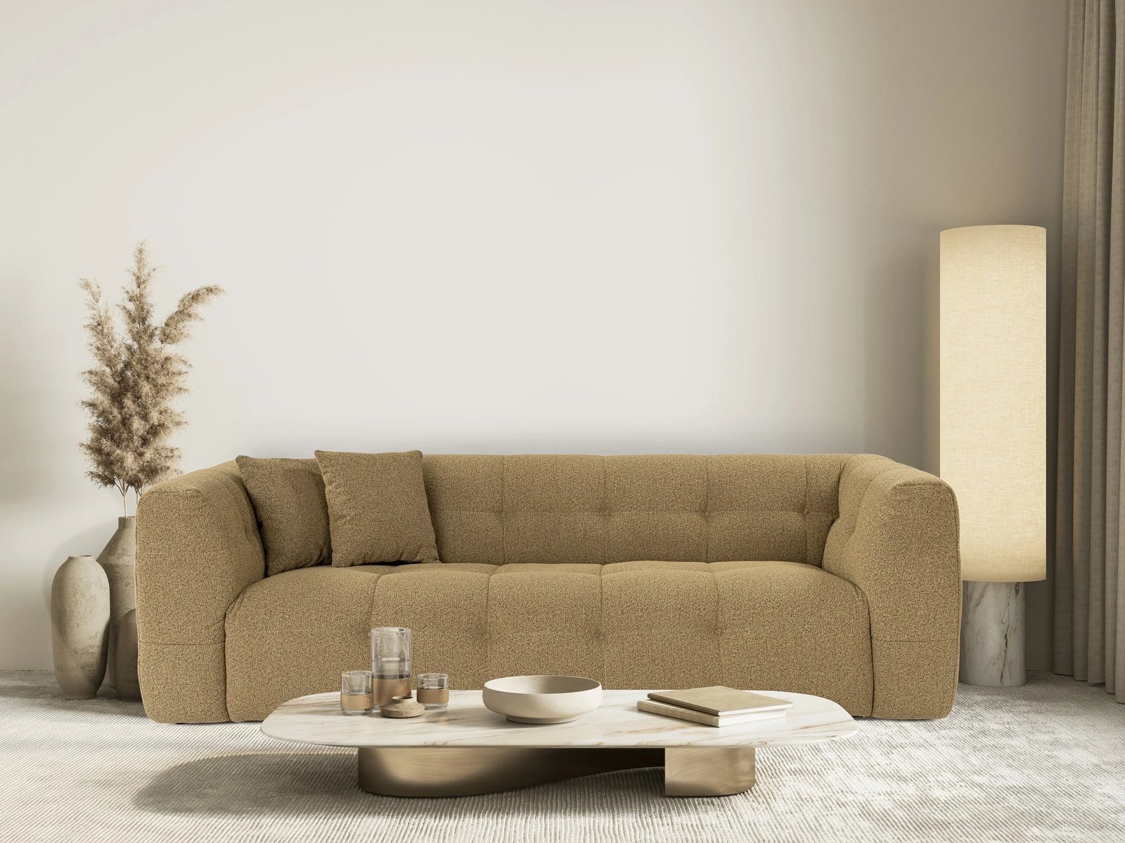 Divan treshe Atelier del Sofa, Cady, ngjyrë kaki