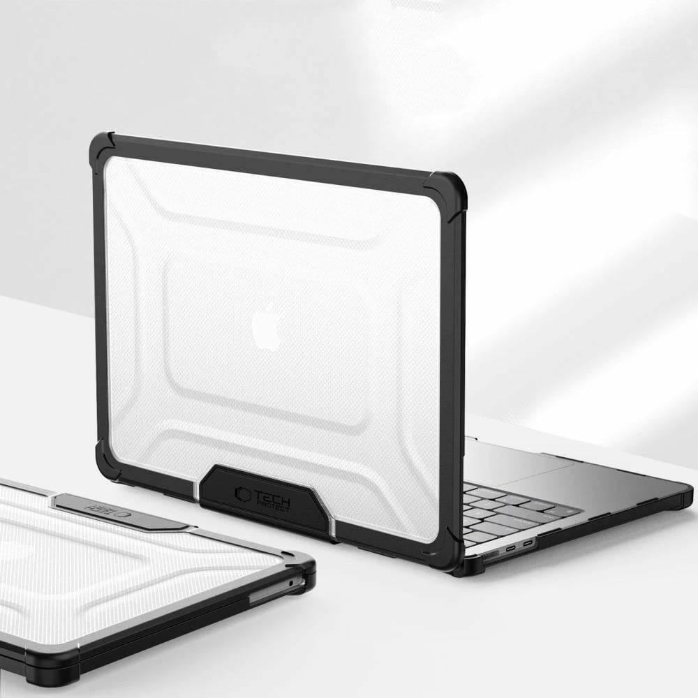 Mbështjellës Tech-Protect SmartShell Pro për MacBook Air 13" M2/M3/M4, i tejdukshëm dhe i zi