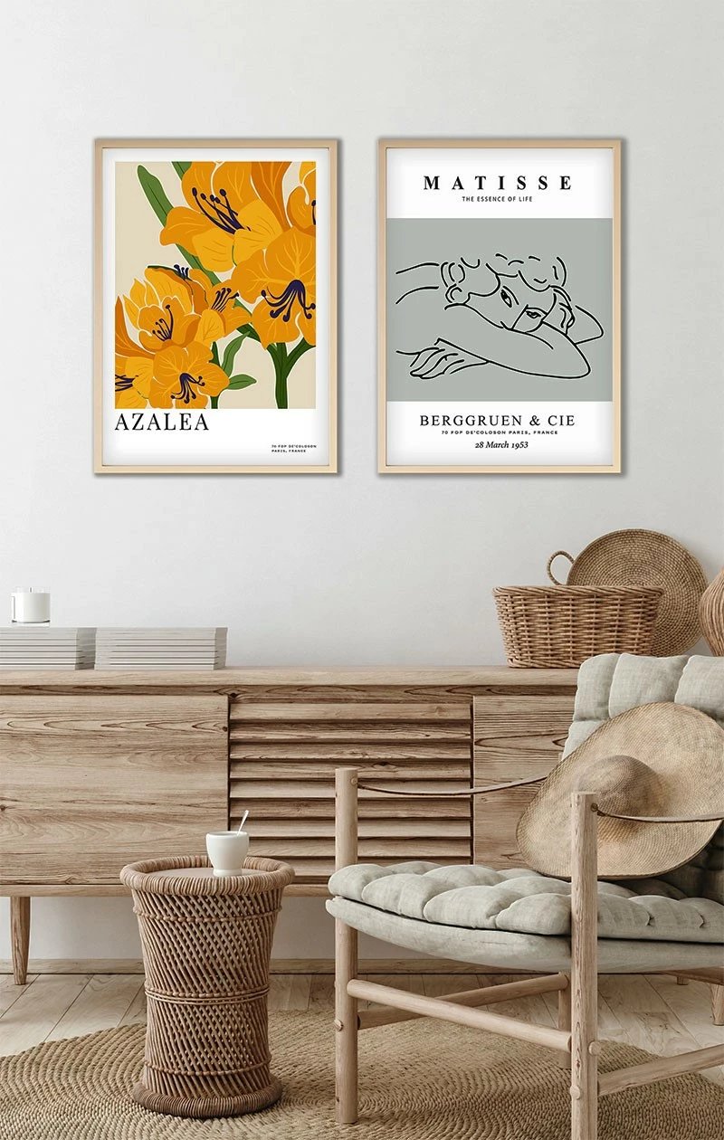 Piktura dekorative me kornizë, MDF, shumëngjyrëshe, set prej 2 copash, Wallity, Huhu165, 35x50cm