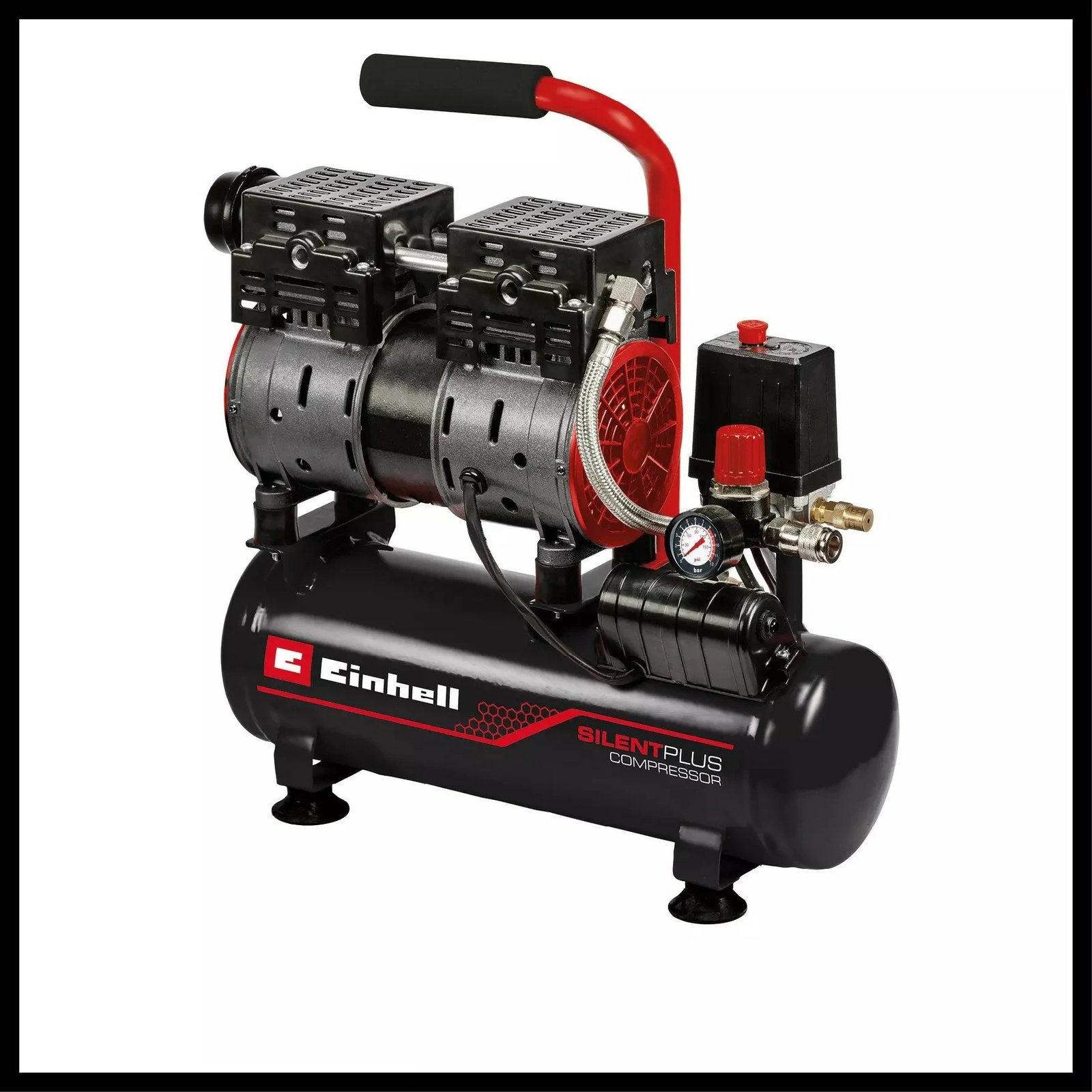 Kompresor ajri Einhell TE-AC 6 Silent, 6L, 8 bar, 550W, zi/kuqe