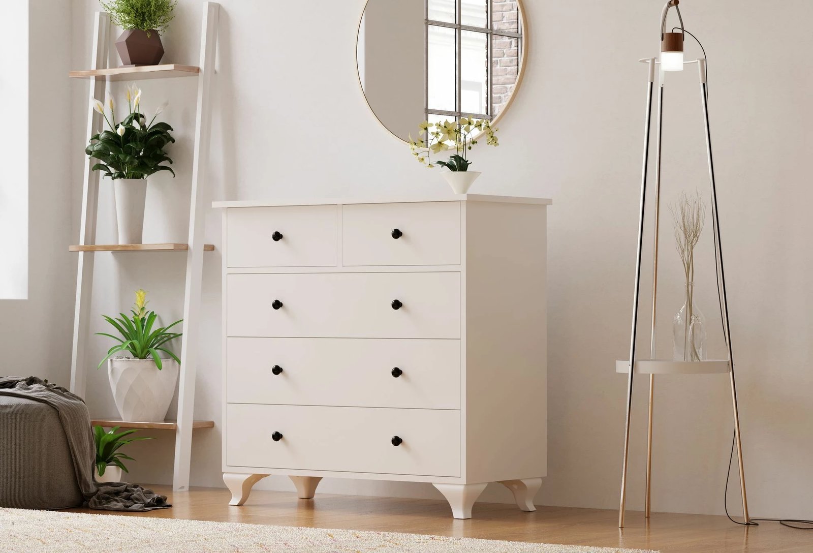 Komodë Skye Decor, Rb-071, ngjyrë e bardhë mat