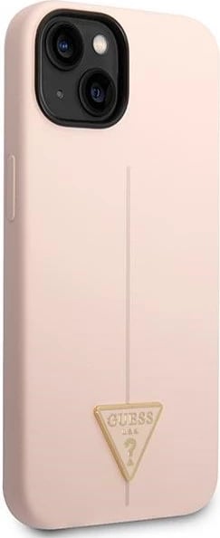 Mbështjellës Guess Silicone Triangle për iPhone 14 6.1", Rozë