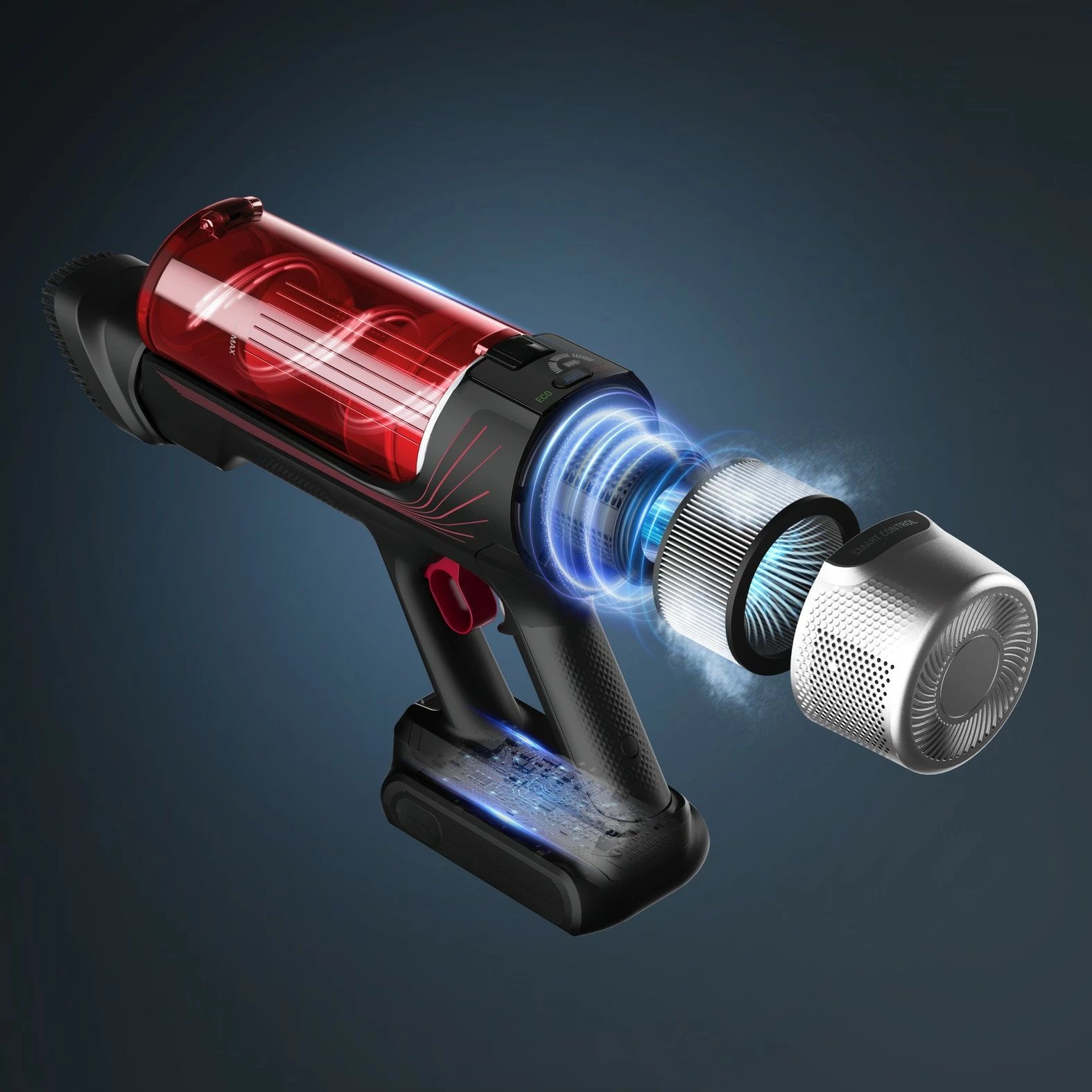 Fshesë me korrent pa kabllo Rowenta X-Force Flex 9.60 Animal RH2078, e zezë/kuqe