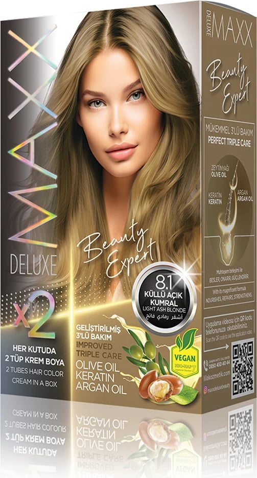 Ngjyrë për flokë SET B-EXPERT 8.1 Light Ash Blonde, 2 x 50 ml