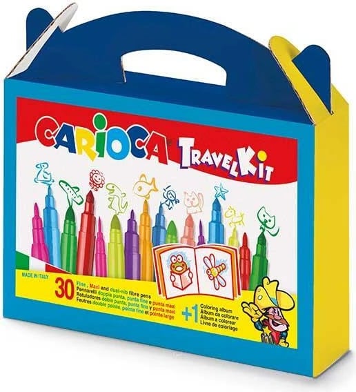 Set udhëtimi Carioca me 30 Markerë dhe libër për ngjyrosje Set udhëtimi Carioca me 30 Markerë dhe libër për ngjyrosje