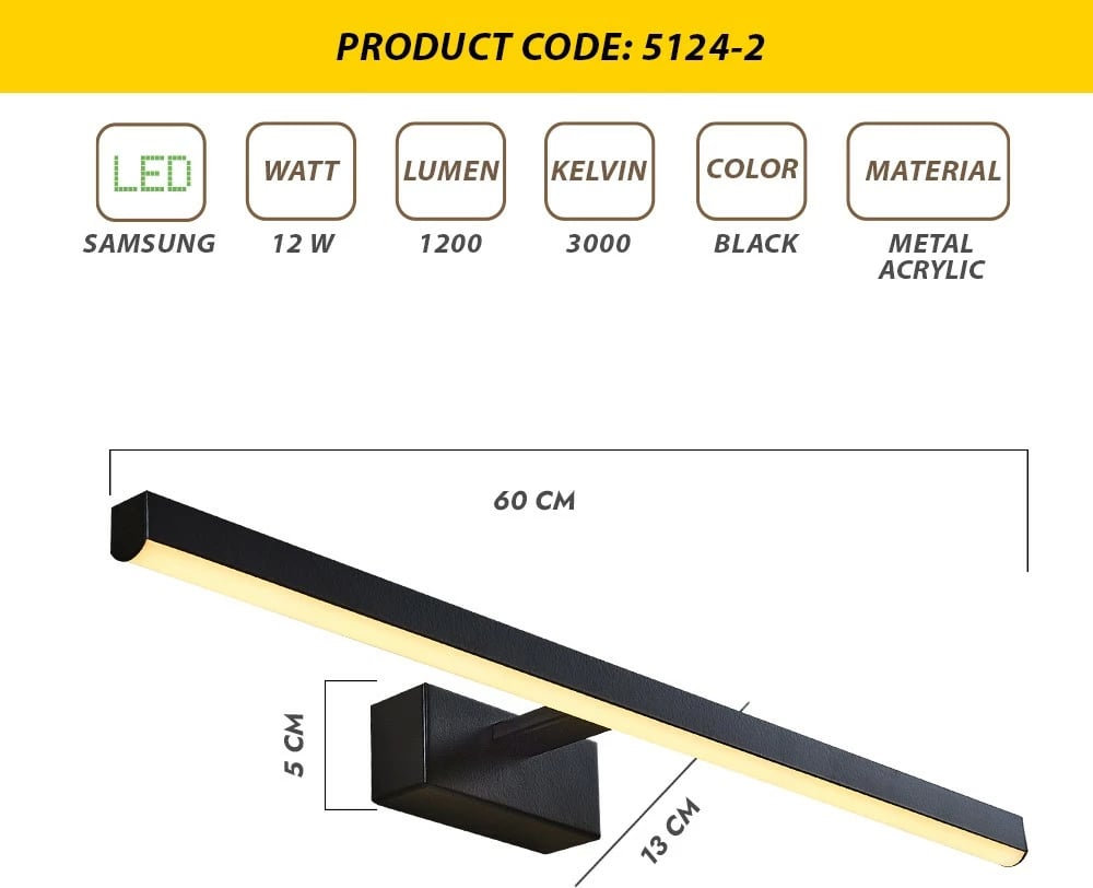 Llambë muri Opviq, L1648, ngjyrë e zezë