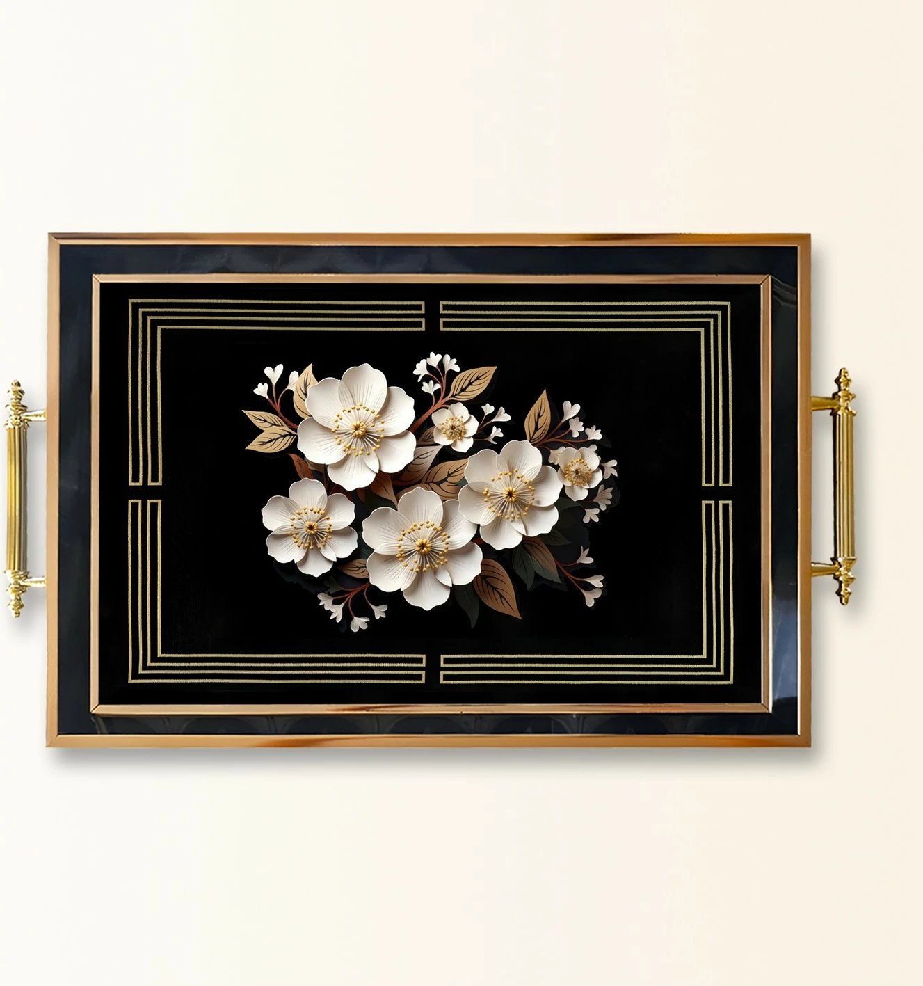 Tabakë dekorative prej qelqi, shumëngjyrëshe, Aberto Design, TPA9934, 50x29x3.5cm