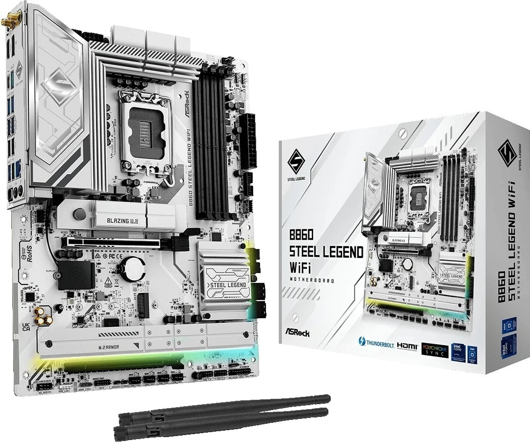 Pllakë amë Asrock B860 Steel Legend WiFi, ATX, Bardhë