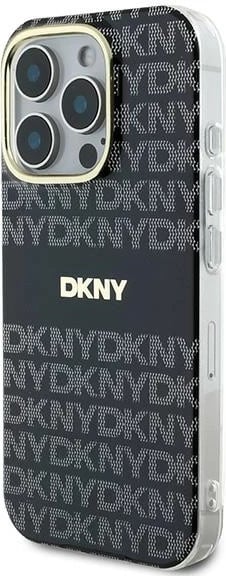 Mbështjellës DKNY Repeat Texture Pattern With Stripe për iPhone 16 Pro Max, zi