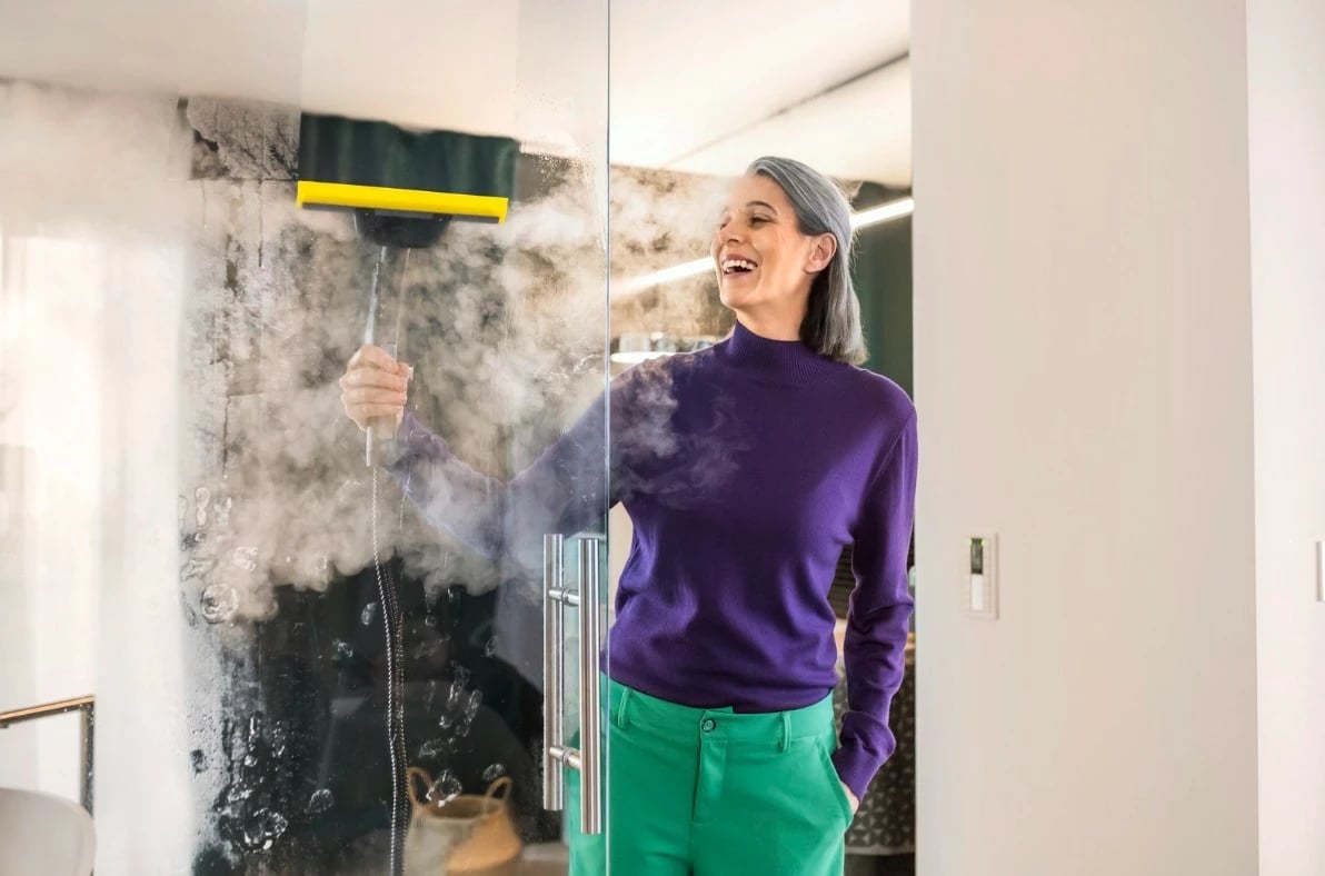 Grykë dritaresh për pastrues me avull, Karcher 2.863-336.0, shirit pastrues i gjatë fleksibël 225 mm, zezë/verdhë