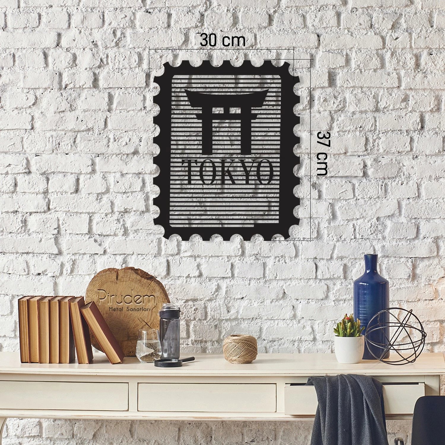 Aksesor dekorativ metalik për mur, Wallity, Tokyo Stamp